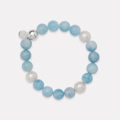 NAJO Sunset Aquamarine & Pearl Stretch Bracelet - Image 1