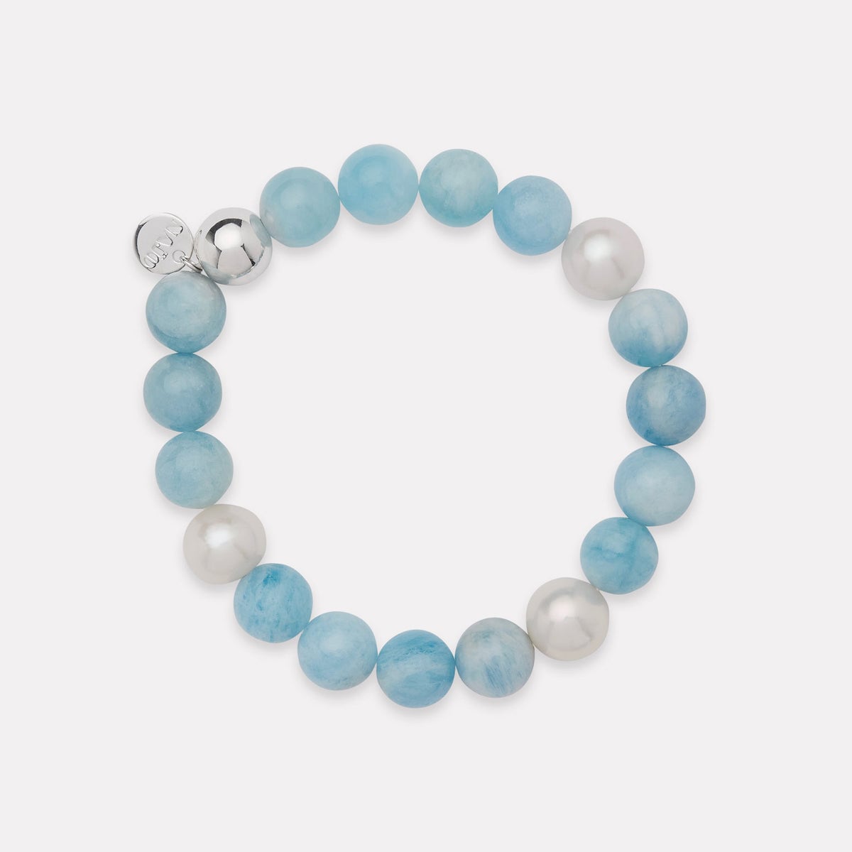 NAJO Sunset Aquamarine & Pearl Stretch Bracelet - Image 1