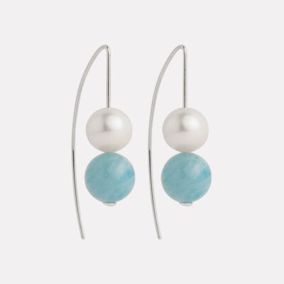 NAJO Sunset Aquamarine & Pearl Earrings - Image 1