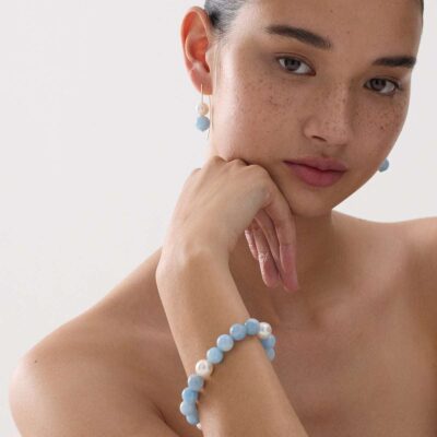 NAJO Sunset Aquamarine & Pearl Earrings - Image 2