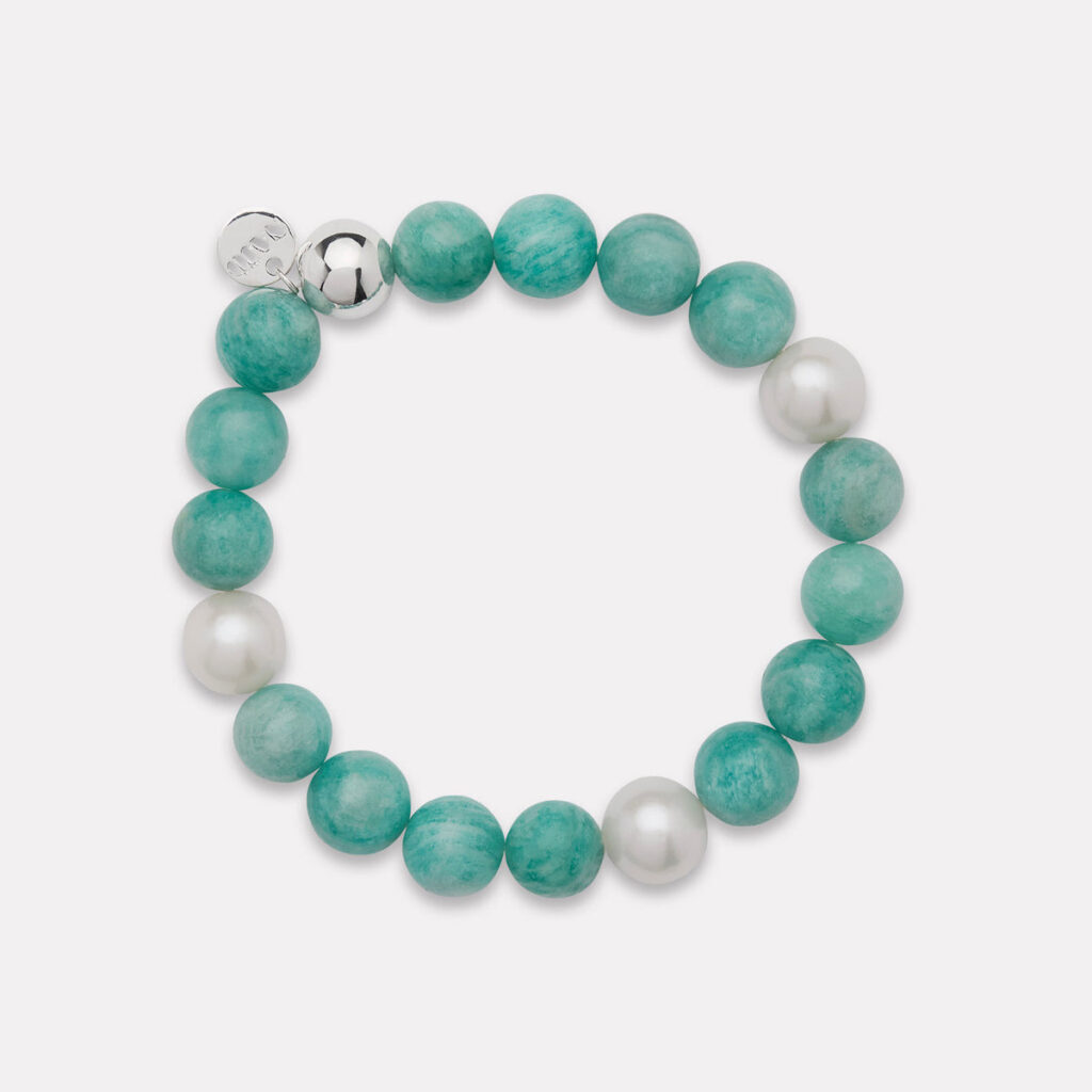NAJO Sunset Amazonite & Pearl Stretch Bracelet - Image 1