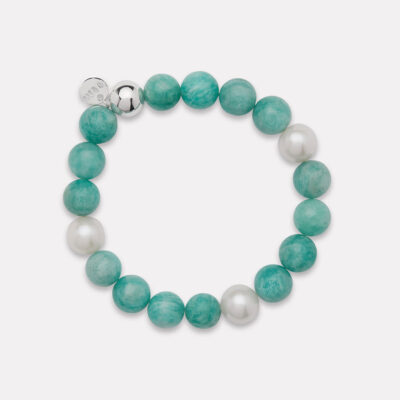 NAJO Sunset Amazonite & Pearl Stretch Bracelet - Image 1