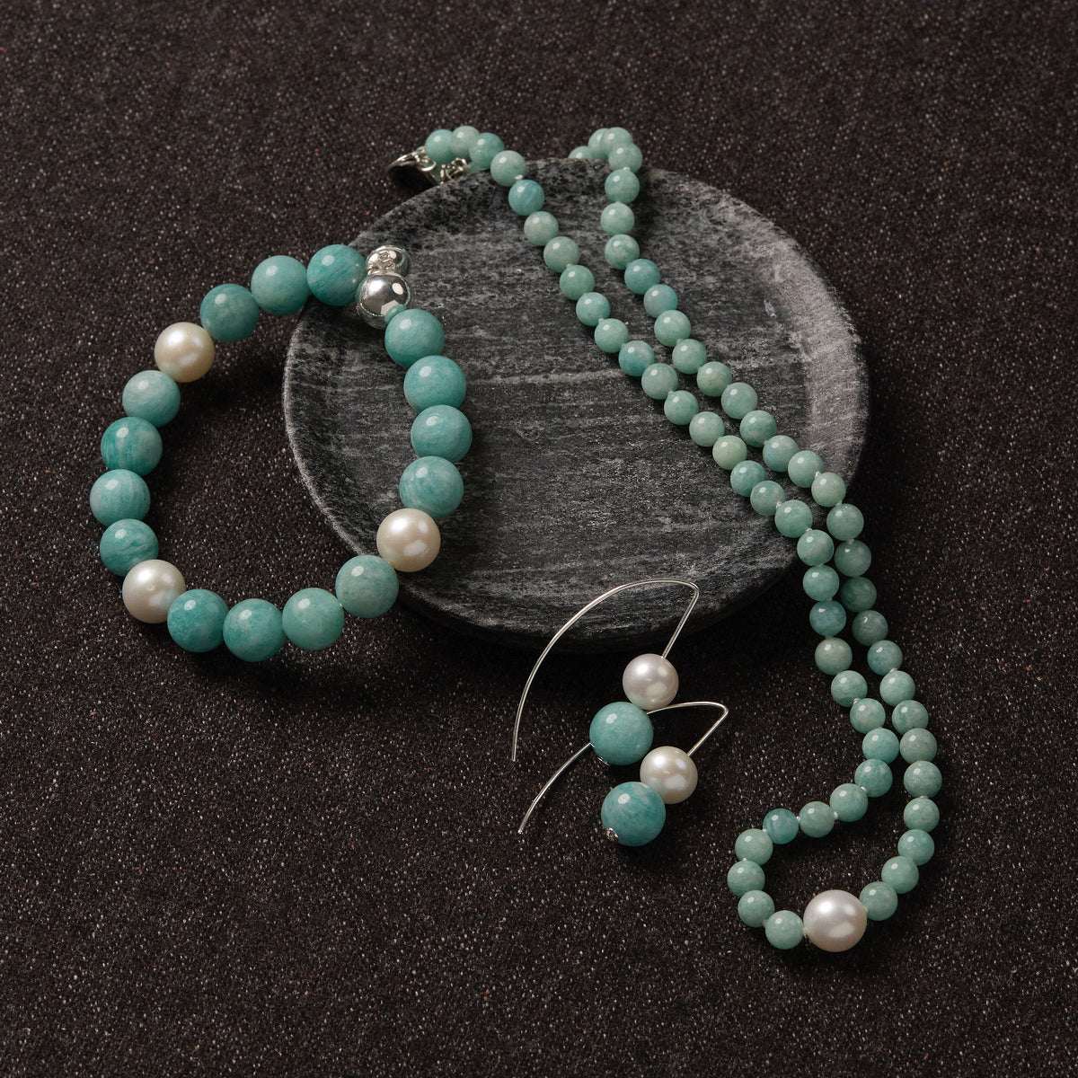 MNNAJ041026042238677_3 NAJO Sunset Amazonite & Pearl Earrings - Image 3