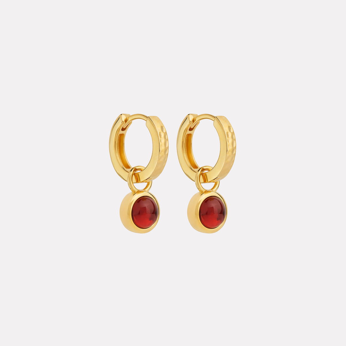 NAJO Solace Yellow Gold Garnet Huggie Earrings - Image 1
