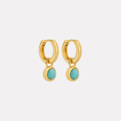 NAJO Solace Yellow Gold Amazonite Huggie Earrings - Image 1
