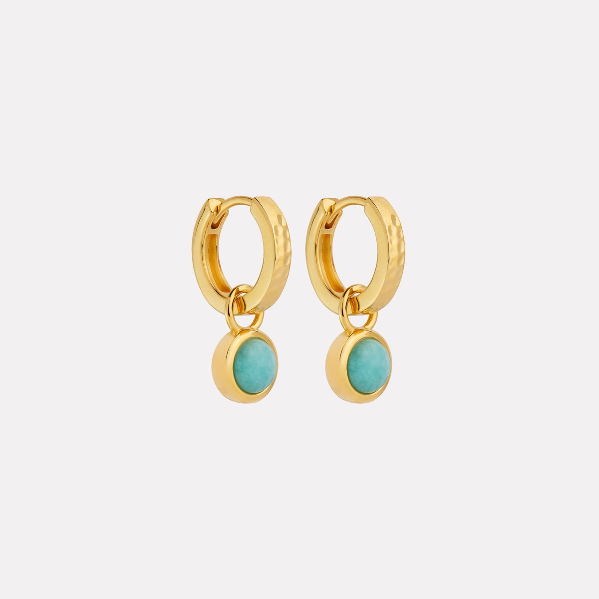 NAJO Solace Yellow Gold Amazonite Huggie Earrings - Image 1