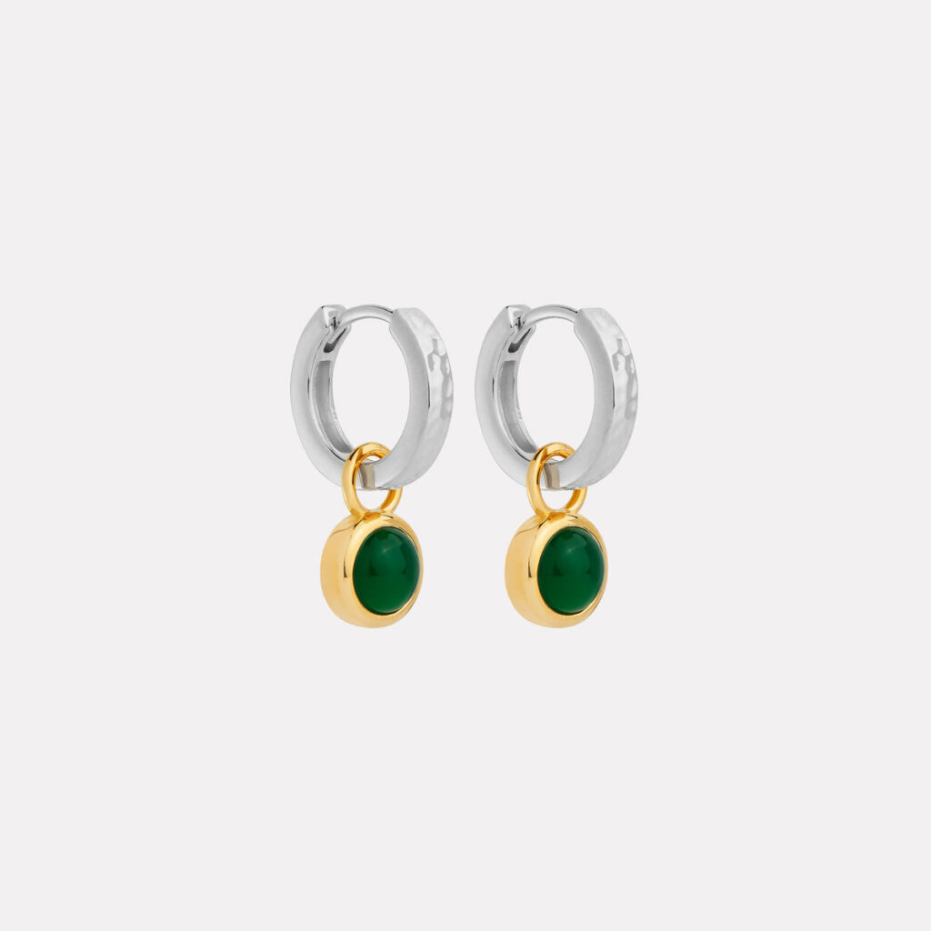 NAJO Solace 2-Tone Green Onyx Huggie Earrings - Image 1