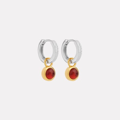 NAJO Solace 2-Tone Garnet Huggie Earrings - Image 1