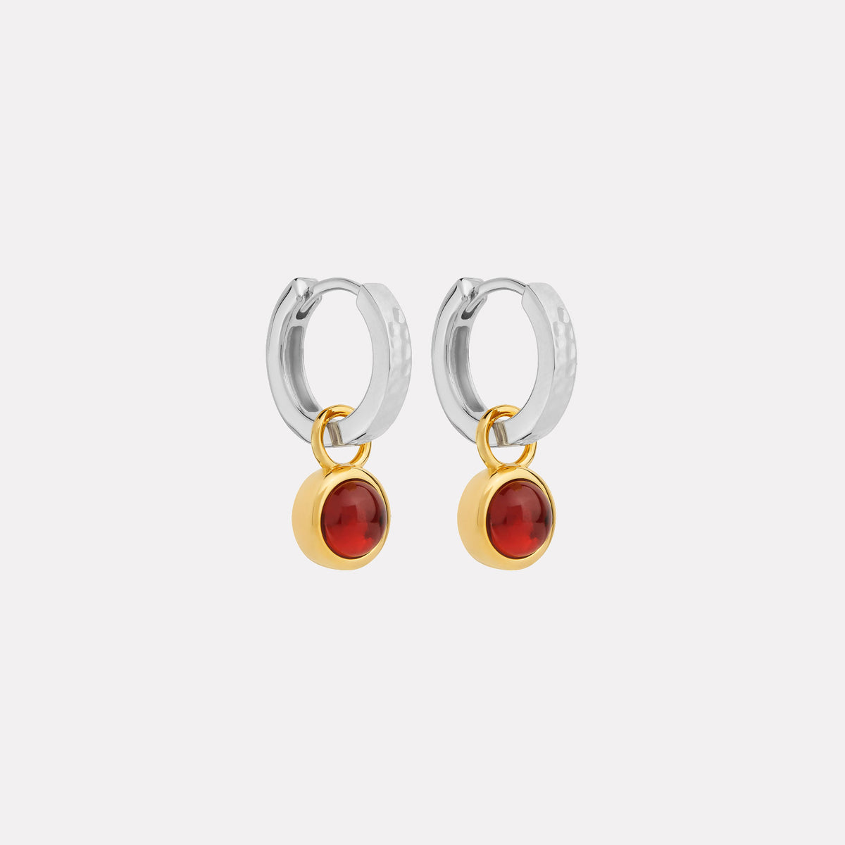 NAJO Solace 2-Tone Garnet Huggie Earrings - Image 1