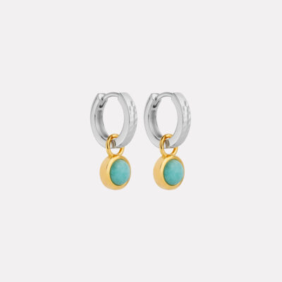 NAJO Solace 2-Tone Amazonite Huggie Earrings - Image 1