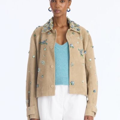 Oscar de la Renta Suede Embroidered Jacket - Image 1