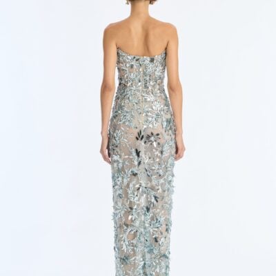 Oscar de la Renta Strapless Sequin Embroidered Cocktail Dress - Image 2