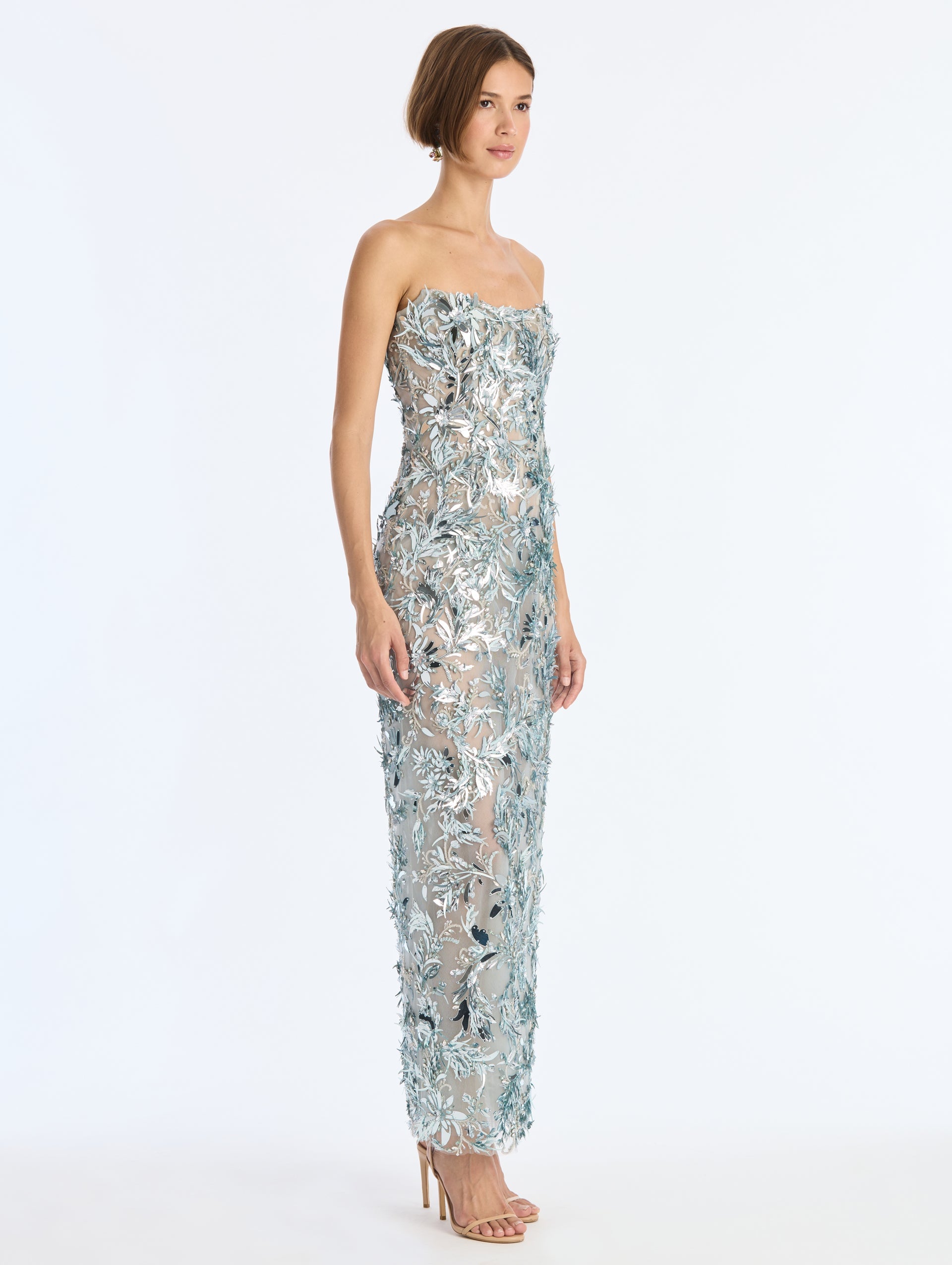 MNODR041026042615717_3 Oscar de la Renta Strapless Sequin Embroidered Cocktail Dress - Image 3