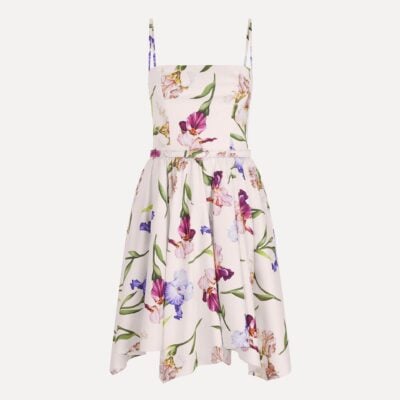 Oscar de la Renta Sleevless Iris Flowers Poplin Day Dress - Image 1