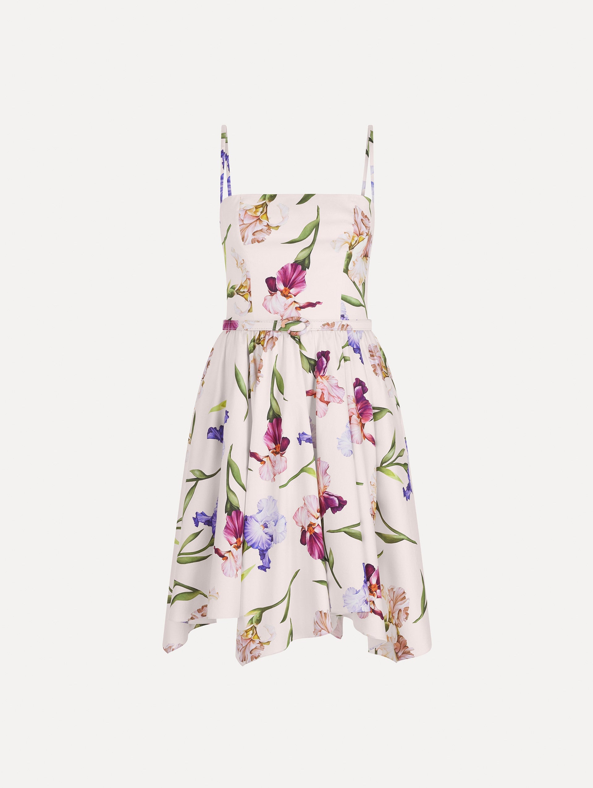 Oscar de la Renta Sleevless Iris Flowers Poplin Day Dress - Image 1