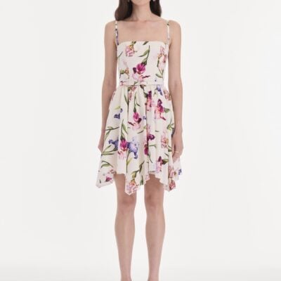 Oscar de la Renta Sleevless Iris Flowers Poplin Day Dress - Image 2