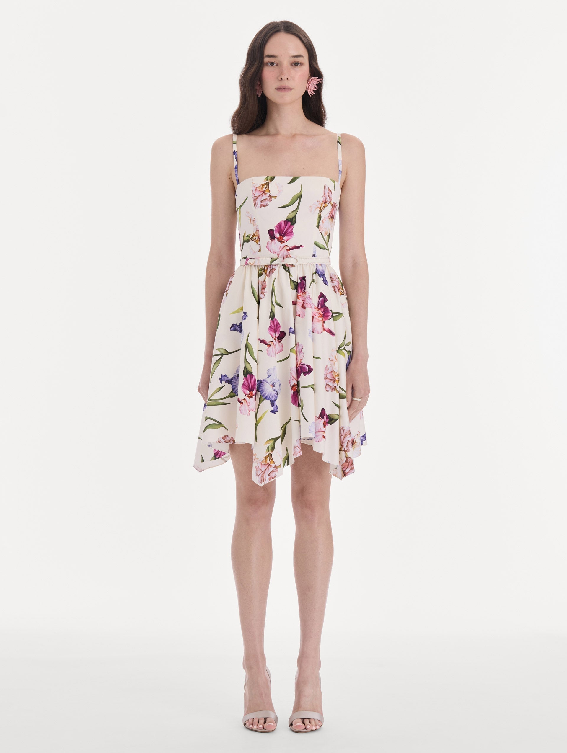 MNODR041026042615722_2 Oscar de la Renta Sleevless Iris Flowers Poplin Day Dress - Image 2