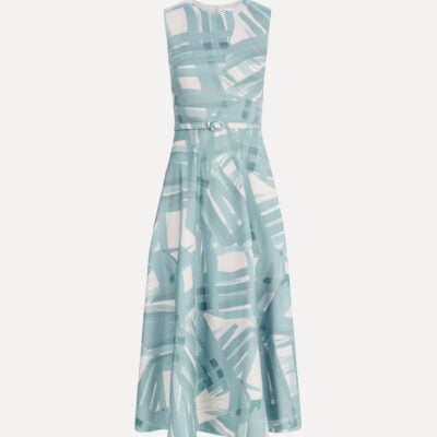 Oscar de la Renta Sleeveless Stripey Plaid Poplin Day Dress - Image 1
