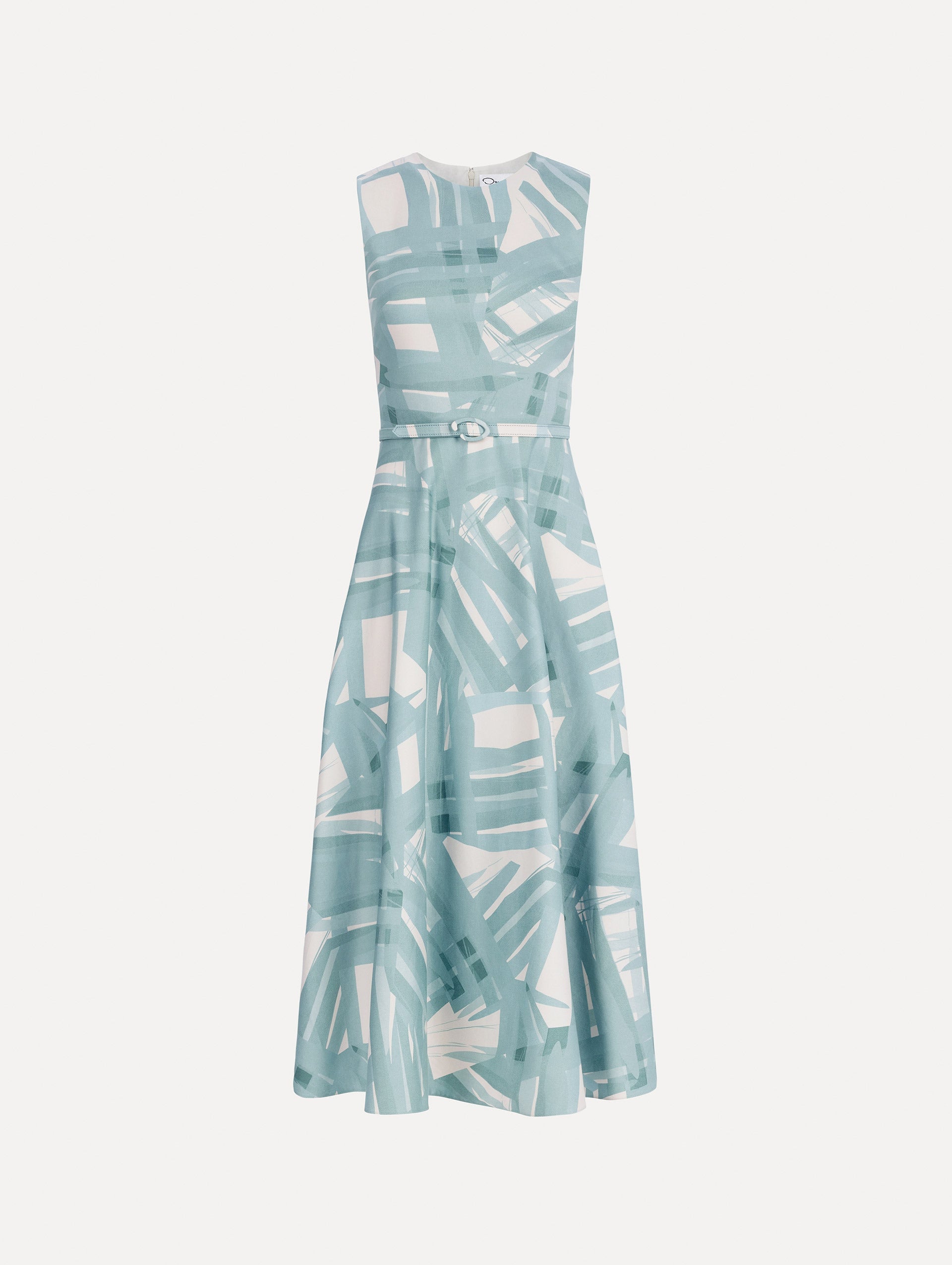 Oscar de la Renta Sleeveless Stripey Plaid Poplin Day Dress - Image 1