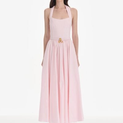 Oscar de la Renta Sleeveless Stretch Cotton Poplin Sateen Day Dress - Image 2