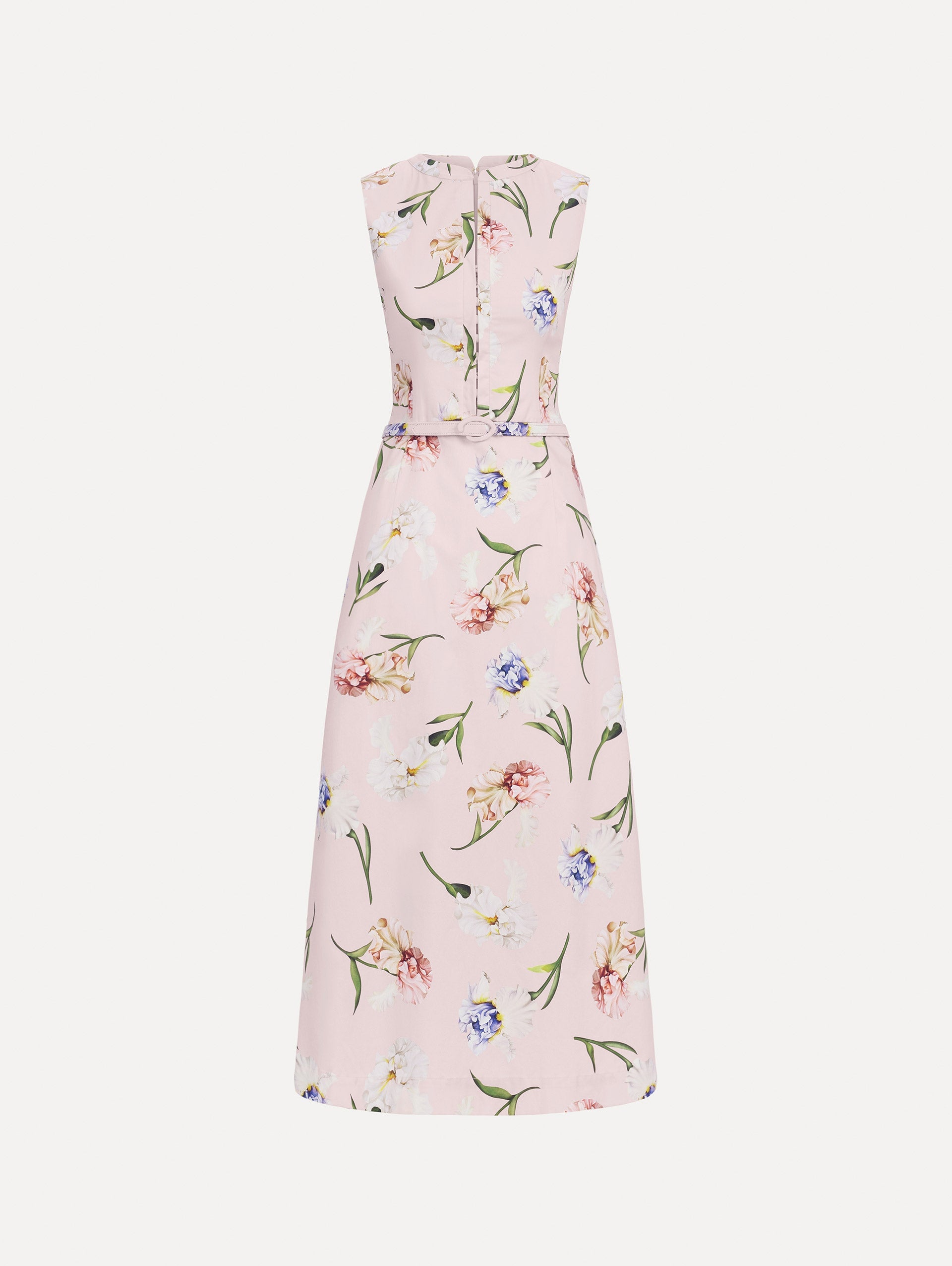 Oscar de la Renta Sleeveless Painted Iris Poplin Day Dress - Image 1
