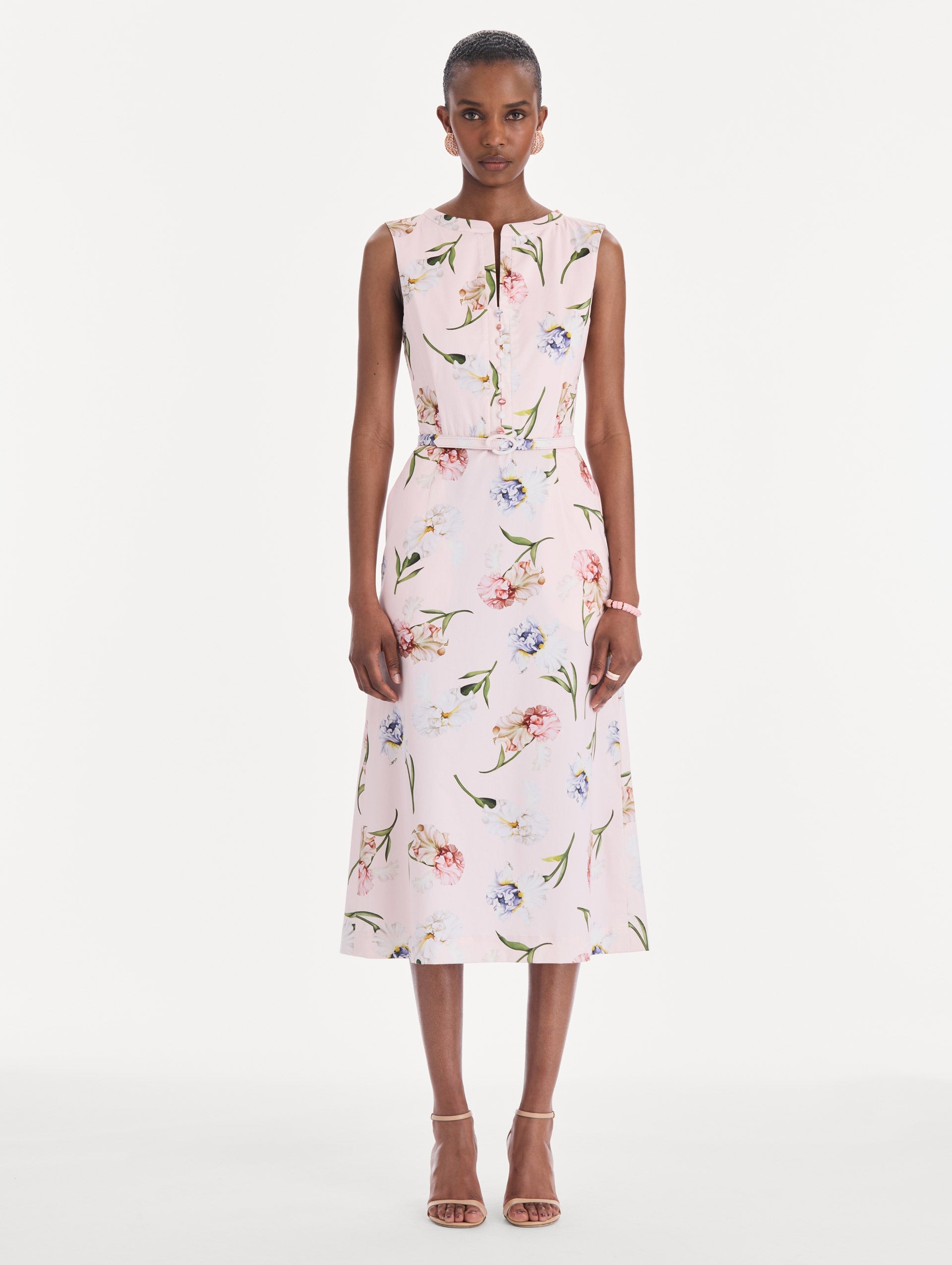 MNODR041026042615728_2 Oscar de la Renta Sleeveless Painted Iris Poplin Day Dress - Image 2