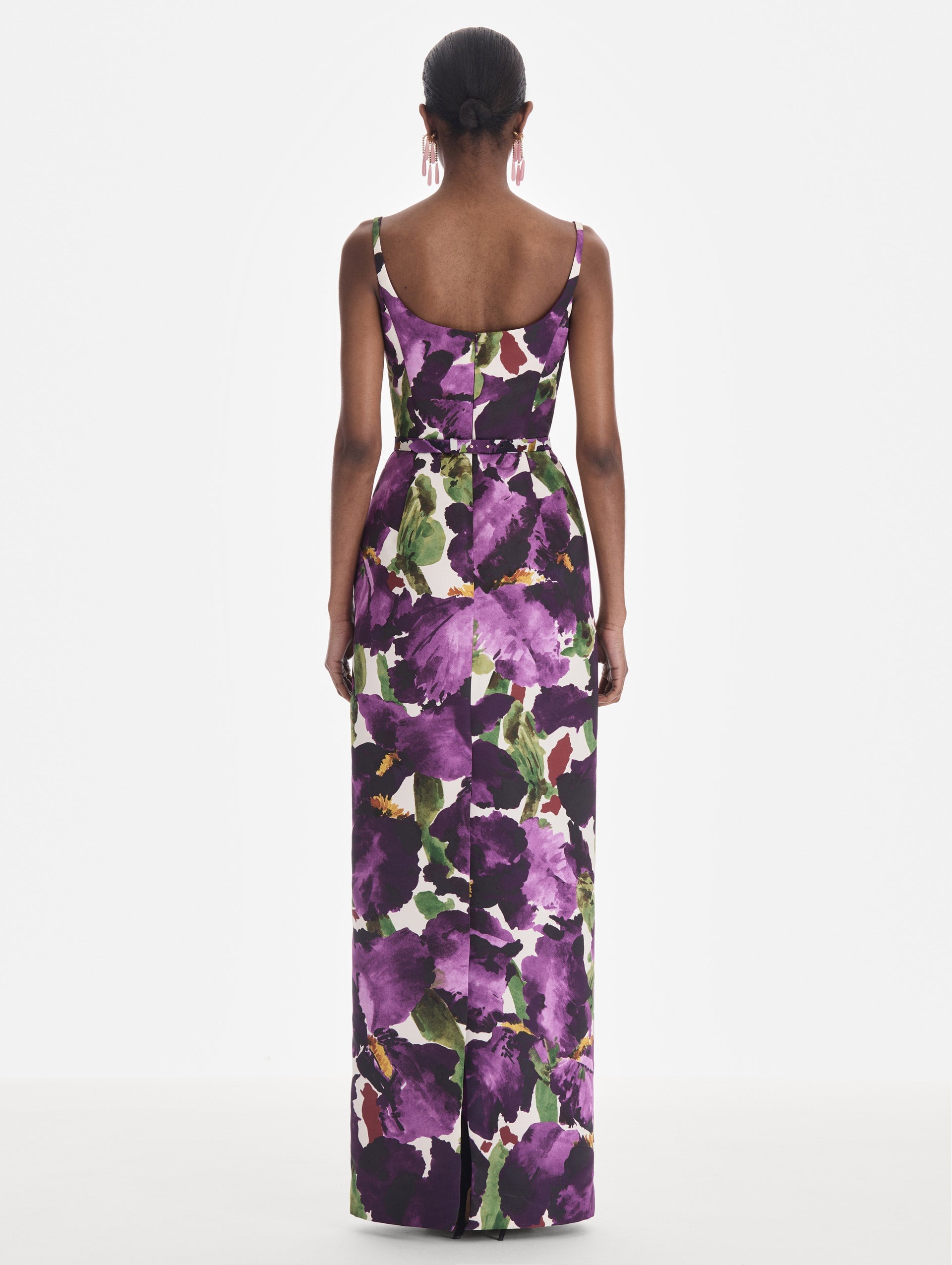 MNODR041026042615729_3 Oscar de la Renta Sleeveless Large Watercolor Iris Faille Gown - Image 3