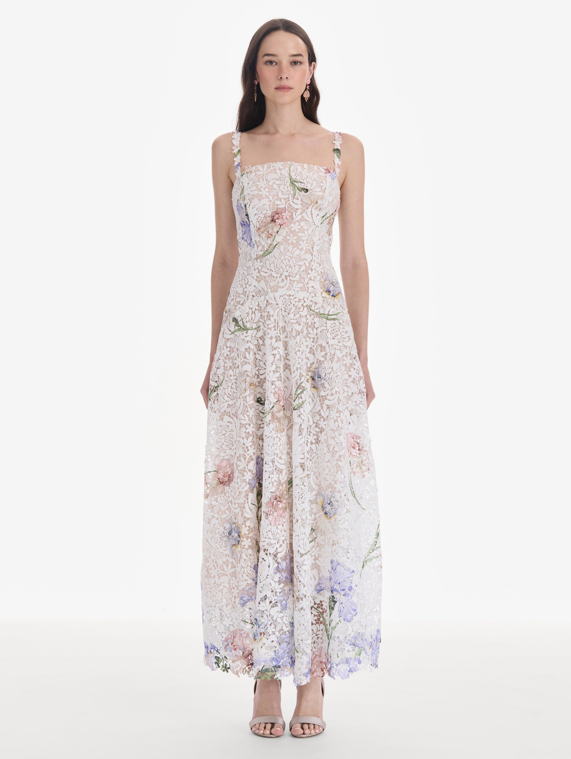 MNODR041026042615730_2 Oscar de la Renta Sleeveless Large Iris Degrade Printed Lace Day Dress - Image 2