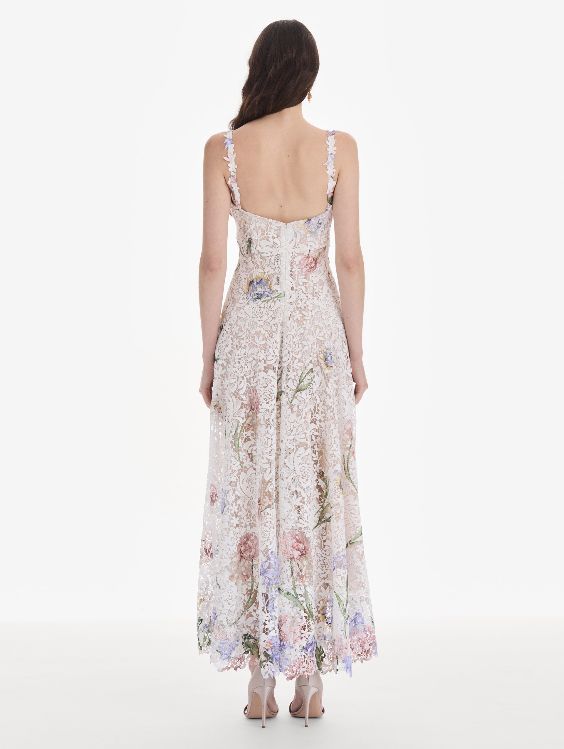MNODR041026042615730_3 Oscar de la Renta Sleeveless Large Iris Degrade Printed Lace Day Dress - Image 3
