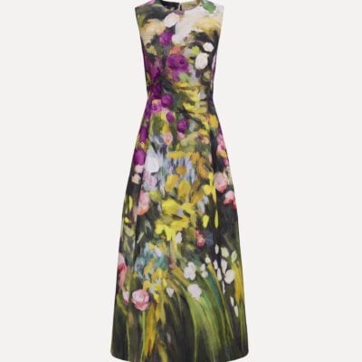 Oscar de la Renta Sleeveless Abstract Garden Faille Cocktail Dress - Image 1