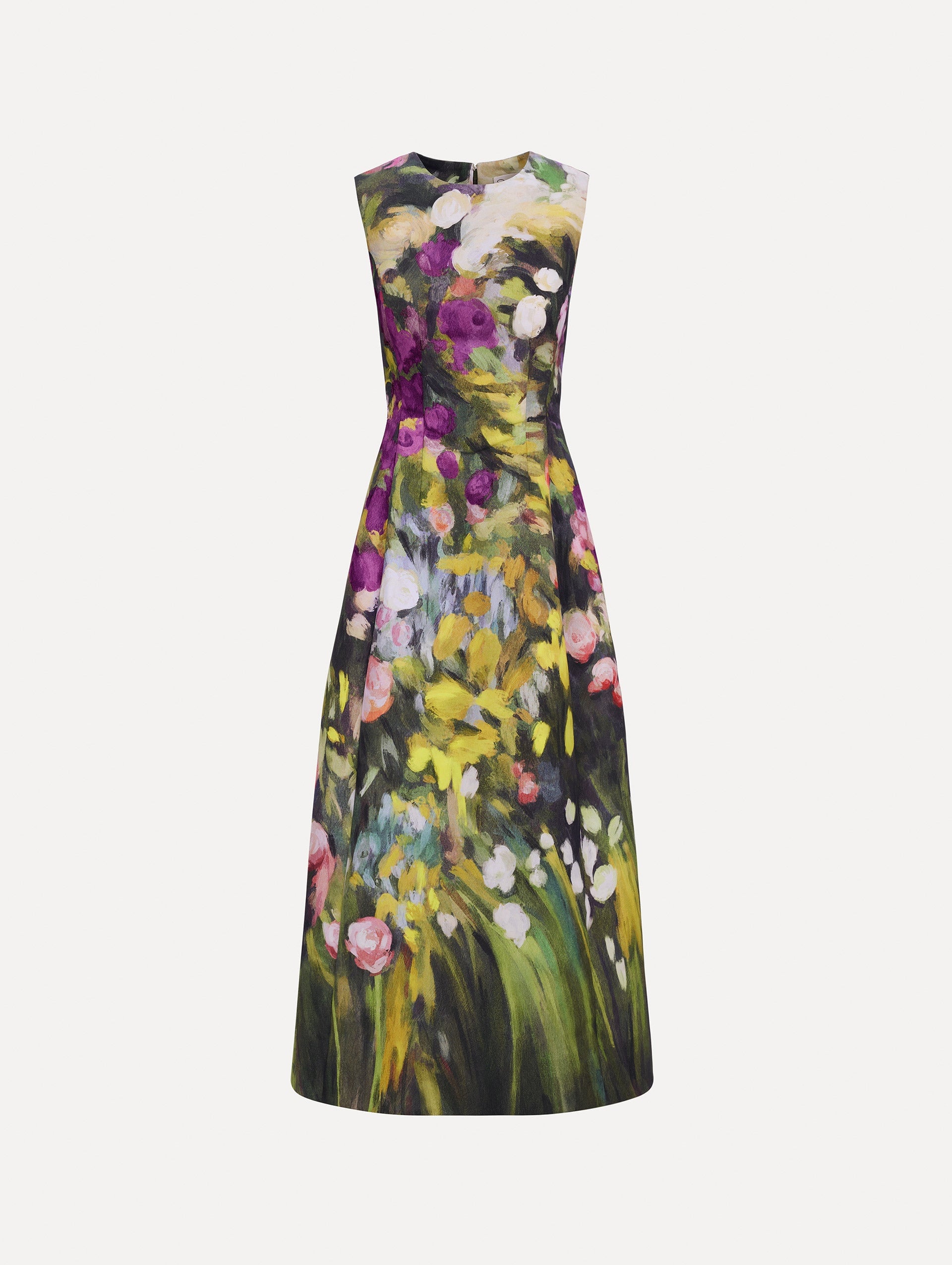 Oscar de la Renta Sleeveless Abstract Garden Faille Cocktail Dress - Image 1
