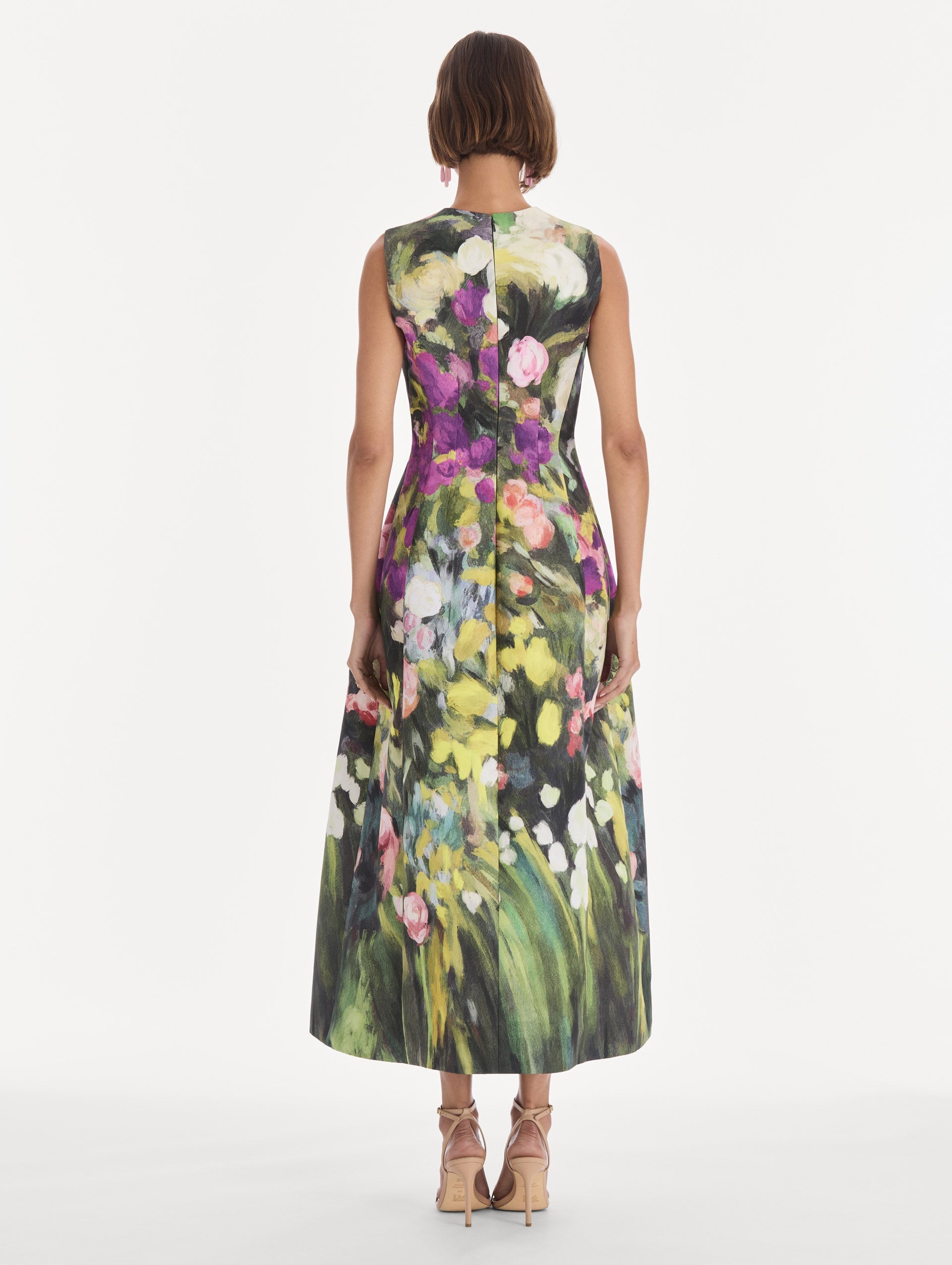 MNODR041026042615731_3 Oscar de la Renta Sleeveless Abstract Garden Faille Cocktail Dress - Image 3
