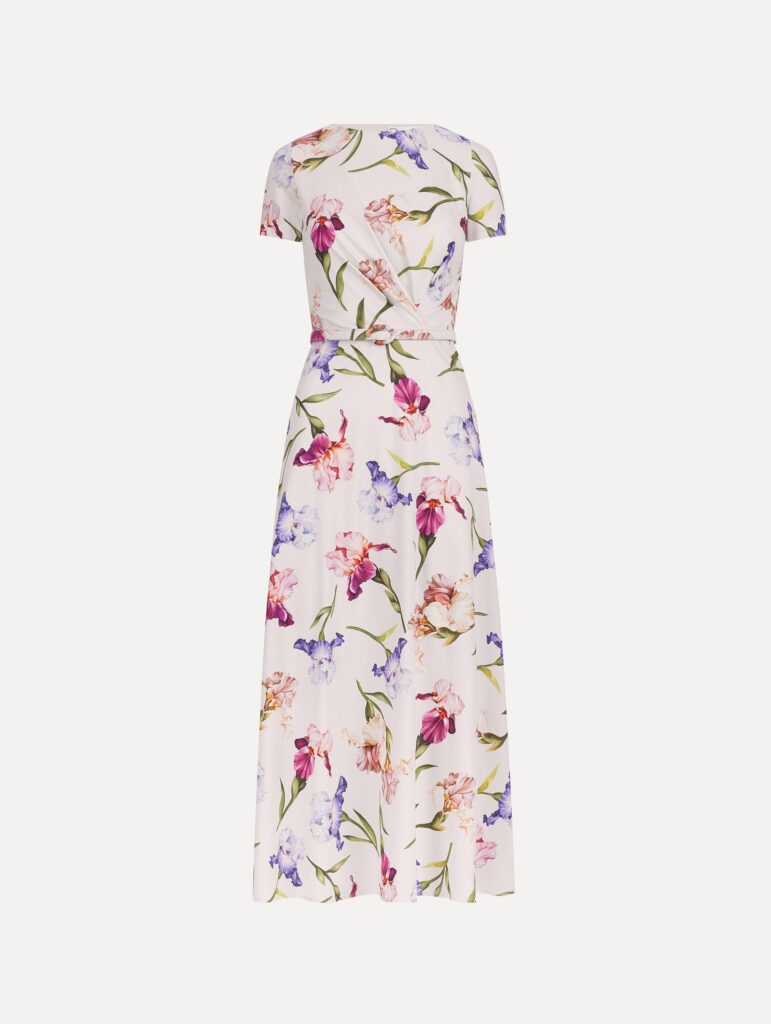 Oscar de la Renta Short Sleeve Iris Flowers Poplin Day Dress - Image 1