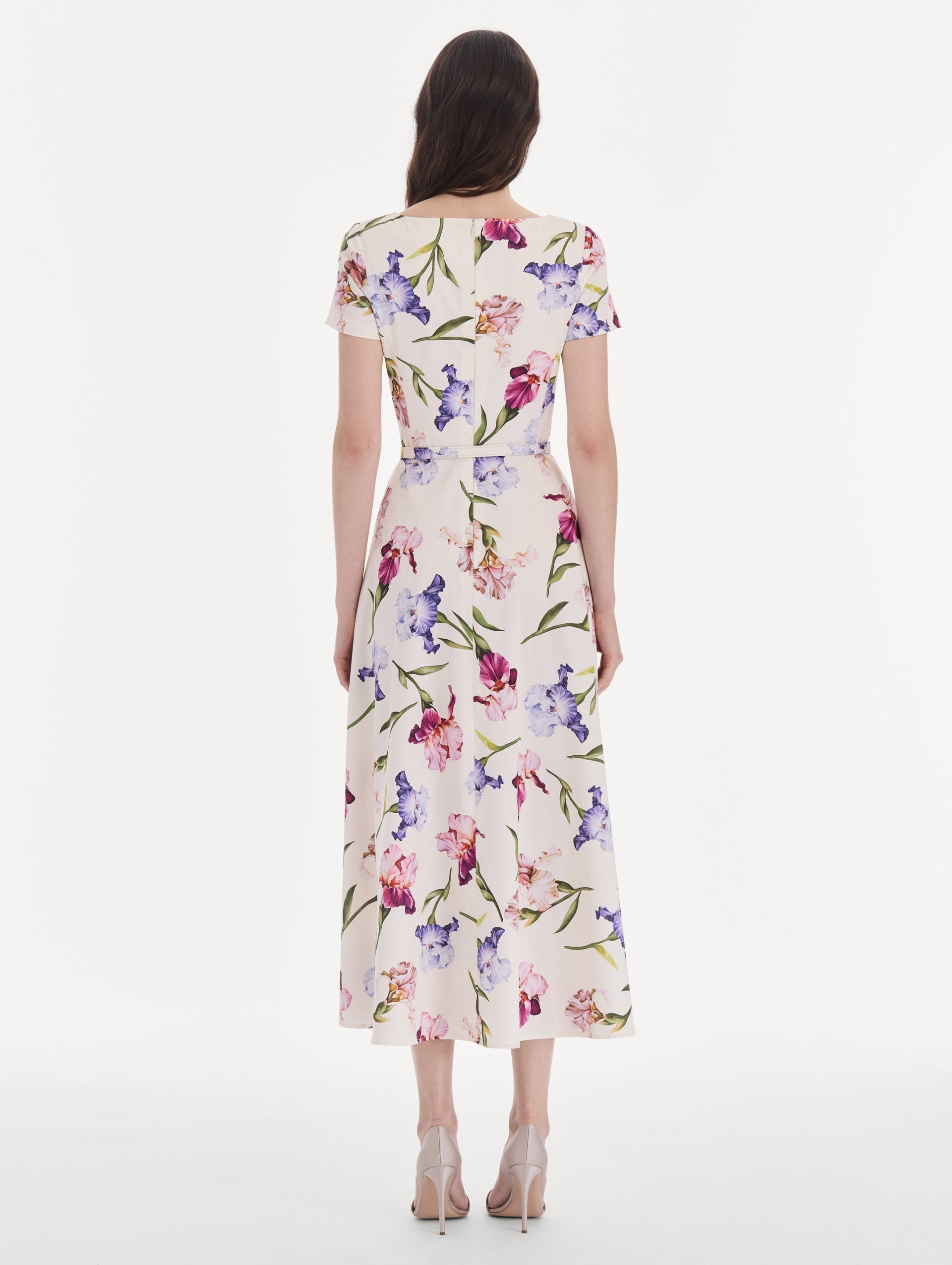 MNODR041026042615732_3 Oscar de la Renta Short Sleeve Iris Flowers Poplin Day Dress - Image 3