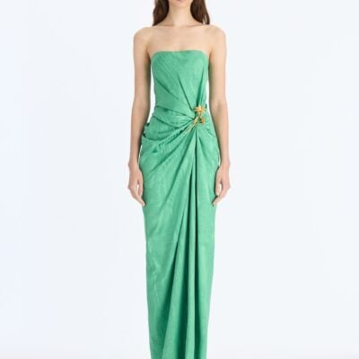Oscar de la Renta Shantung Moire Jacquard Gown - Image 1