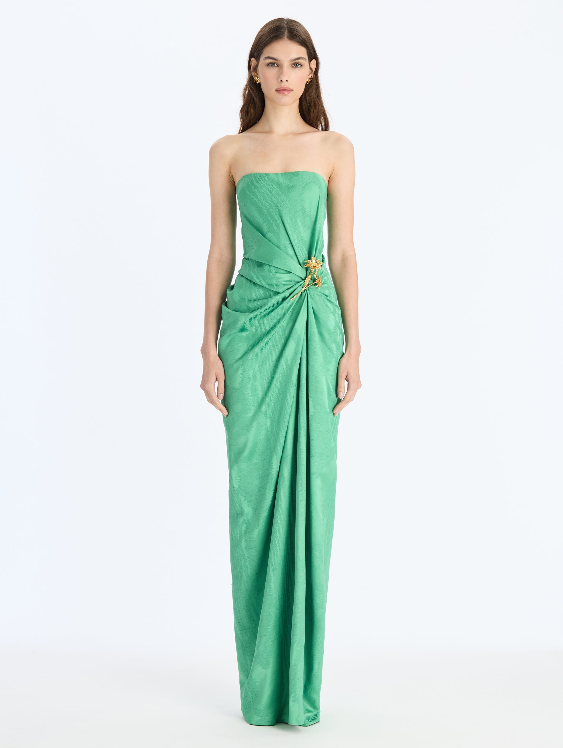 Oscar de la Renta Shantung Moire Jacquard Gown - Image 1