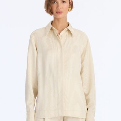 Oscar de la Renta Shantung Moire Jacquard Blouse - Image 1