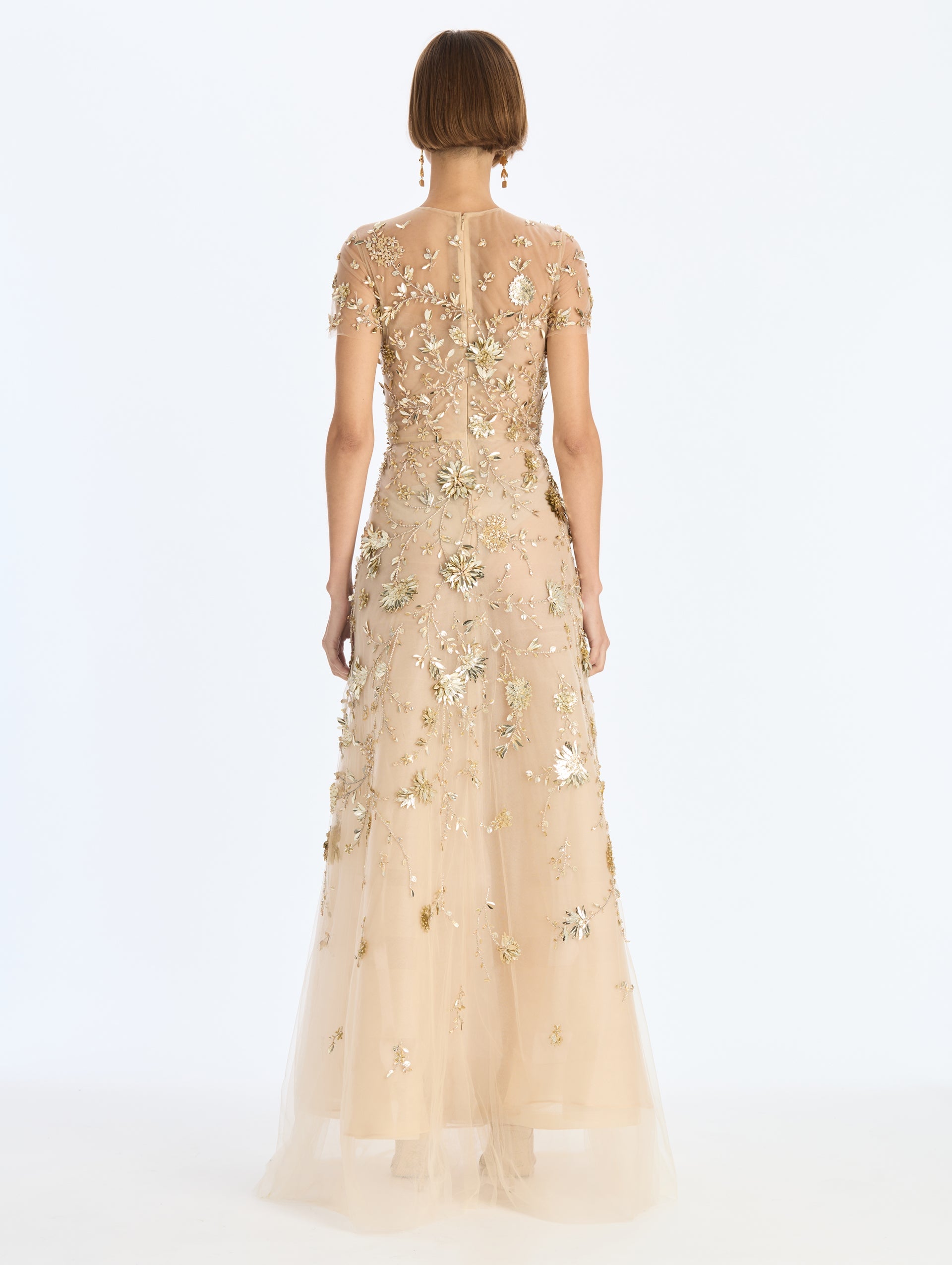 MNODR041026042615737_2 Oscar de la Renta Sequin Mini Floral Vines Embroidered Gown - Image 2