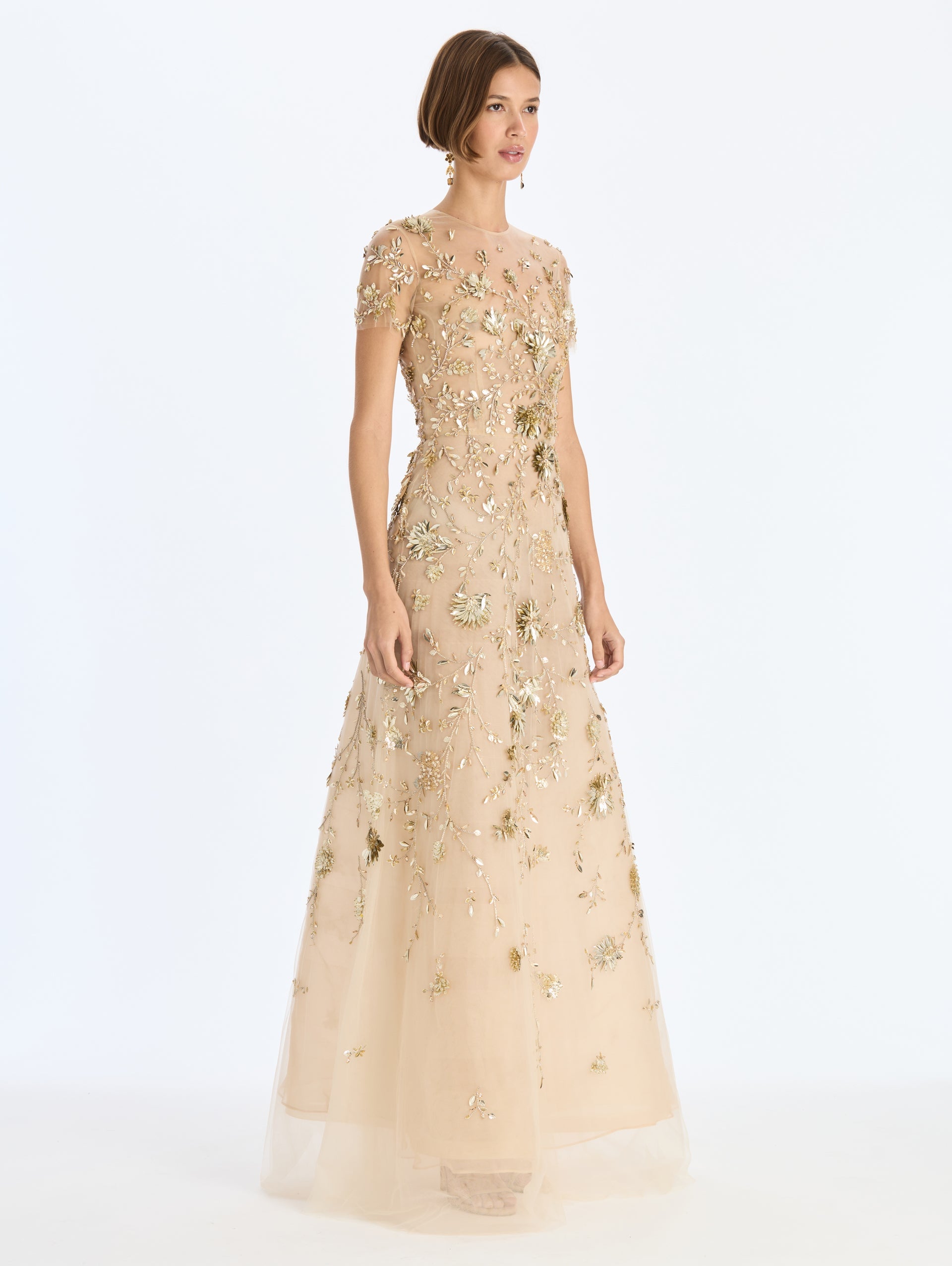 MNODR041026042615737_3 Oscar de la Renta Sequin Mini Floral Vines Embroidered Gown - Image 3