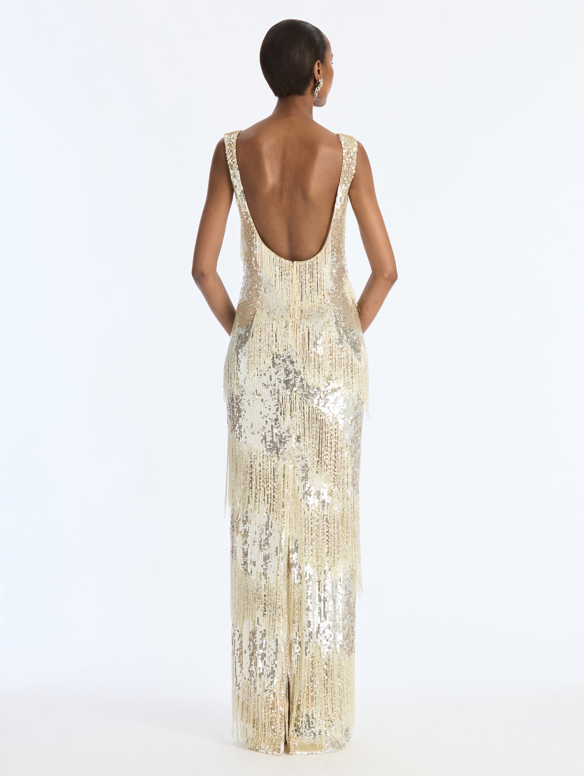 MNODR041026042615738_2 Oscar de la Renta Sequin Fringe Embroidered Gown - Image 2