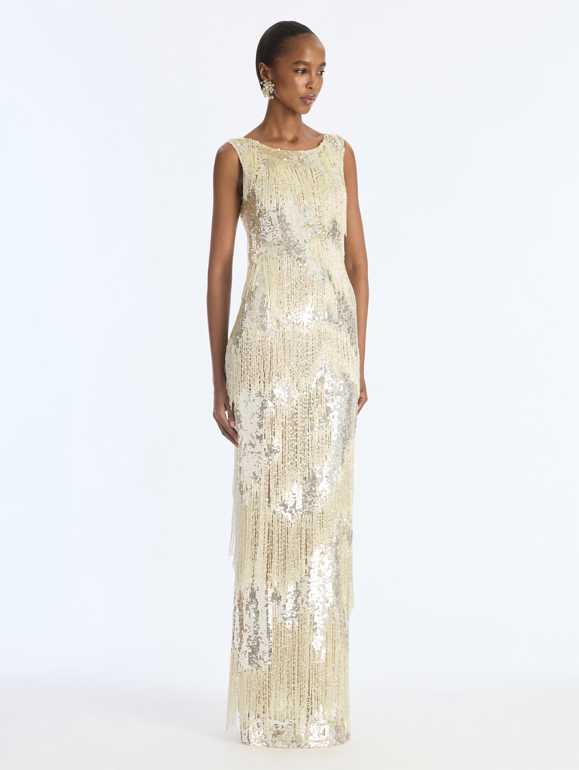 MNODR041026042615738_3 Oscar de la Renta Sequin Fringe Embroidered Gown - Image 3