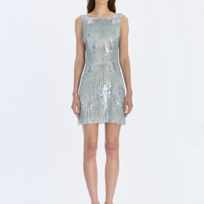 Oscar de la Renta Sequin Fringe Dress - Image 1