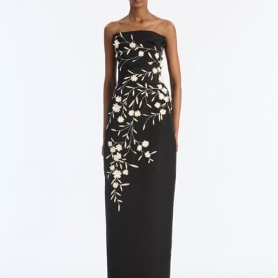 Oscar de la Renta Raffia And Feather Edelweiss Embroidered Gown - Image 1