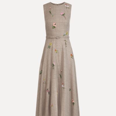 Oscar de la Renta Plaid Cashmere-Blend Dress - Image 1