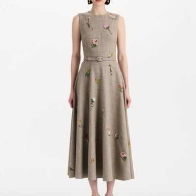 Oscar de la Renta Plaid Cashmere-Blend Dress - Image 2