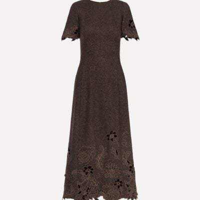 Oscar de la Renta Peony Cutout Twill Herringbone Dress - Image 1