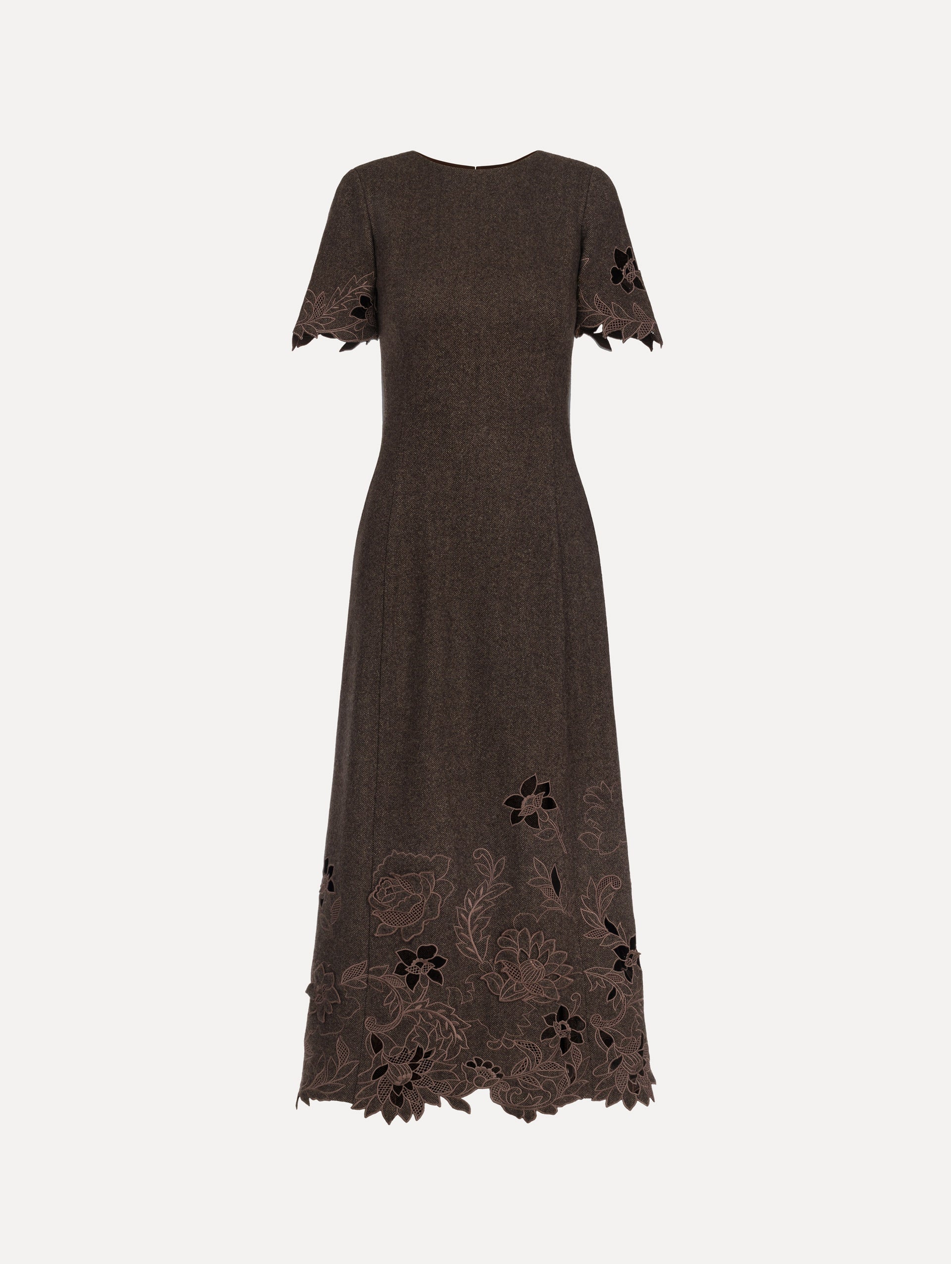 Oscar de la Renta Peony Cutout Twill Herringbone Dress - Image 1