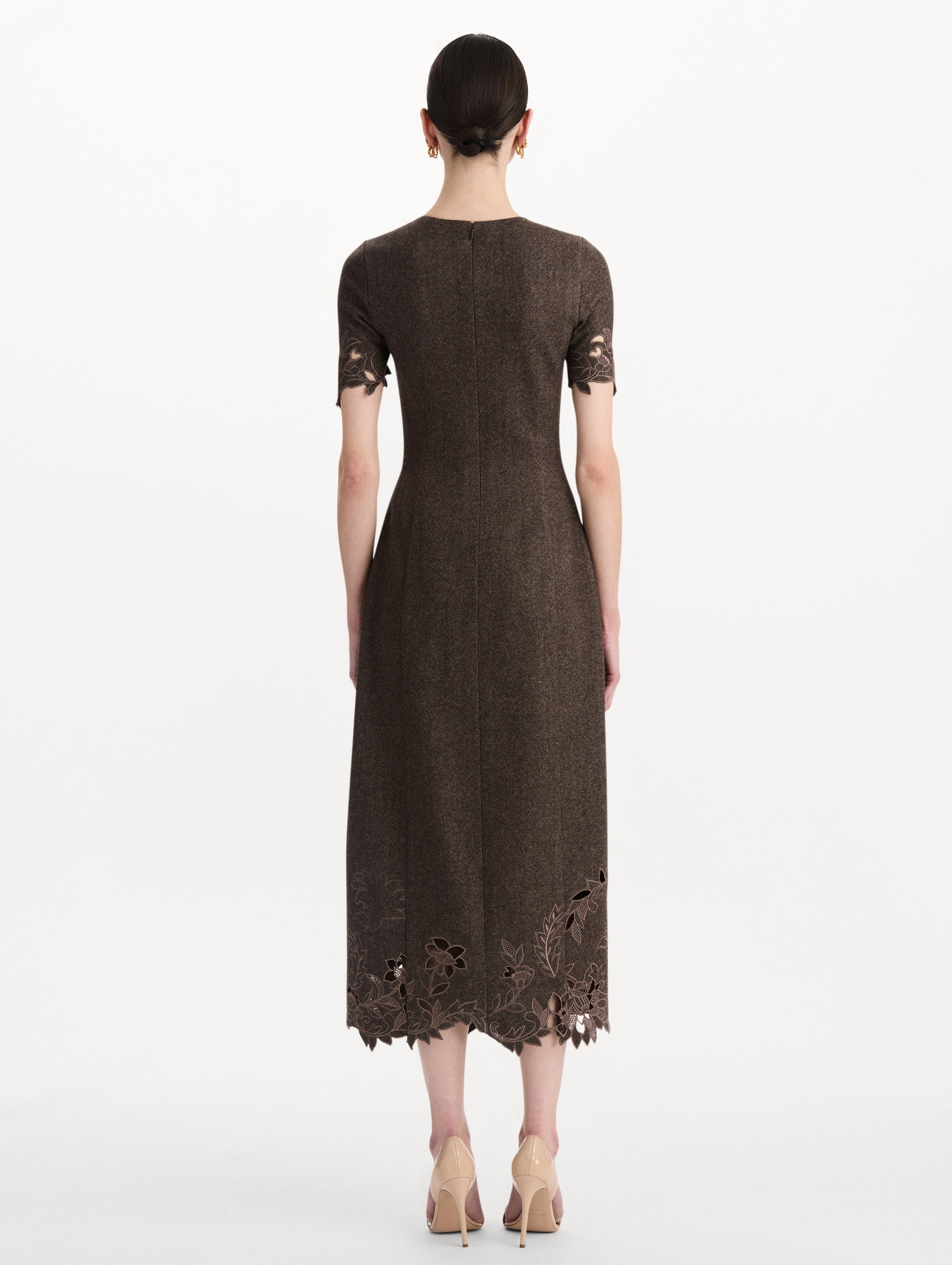 MNODR041026042615745_3 Oscar de la Renta Peony Cutout Twill Herringbone Dress - Image 3