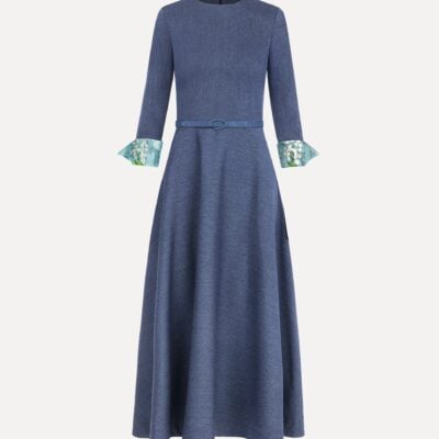 Oscar de la Renta Peony Cuff Wool Dress - Image 1