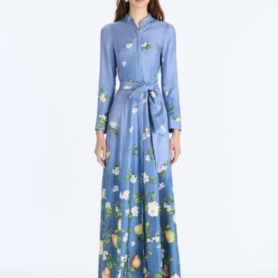 Oscar de la Renta Pears Floral Degrade Silk Twill Caftan - Image 1
